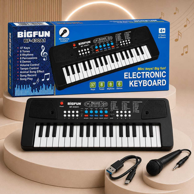 ZUNBELLA Mini Piano Keyboard 37 Keys with Mic Recording & USB Charging Musical Toy